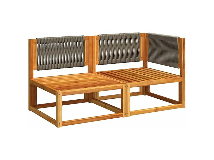 Canapé de jardin avec coussins 2 places bois massif d'acacia