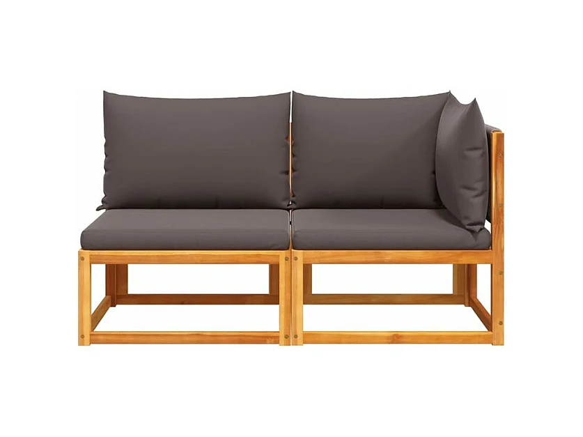 Canapé de jardin avec coussins 2 places bois massif d'acacia