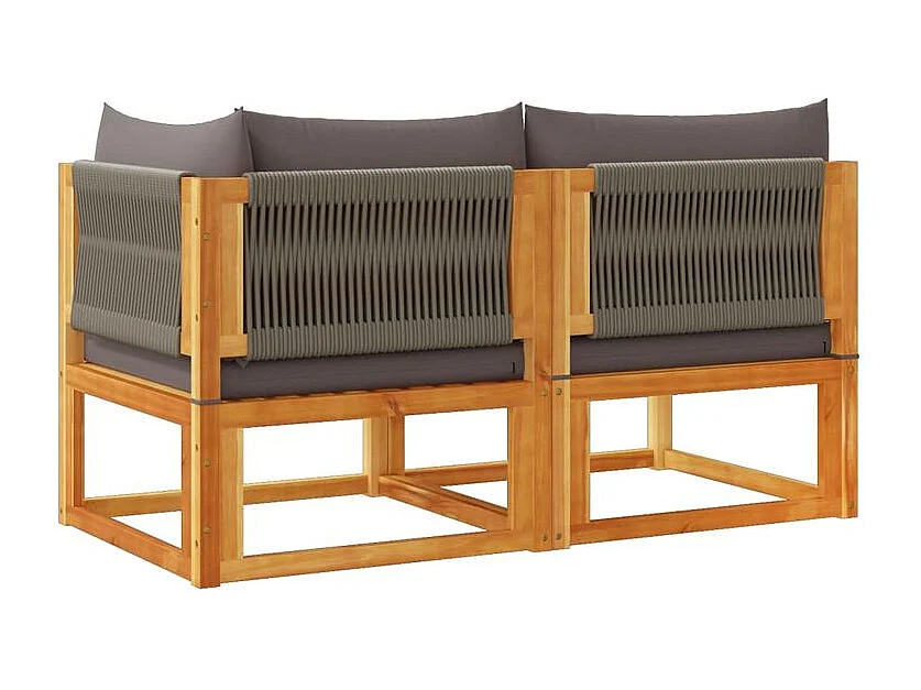 Canapé de jardin avec coussins 2 places bois massif d'acacia