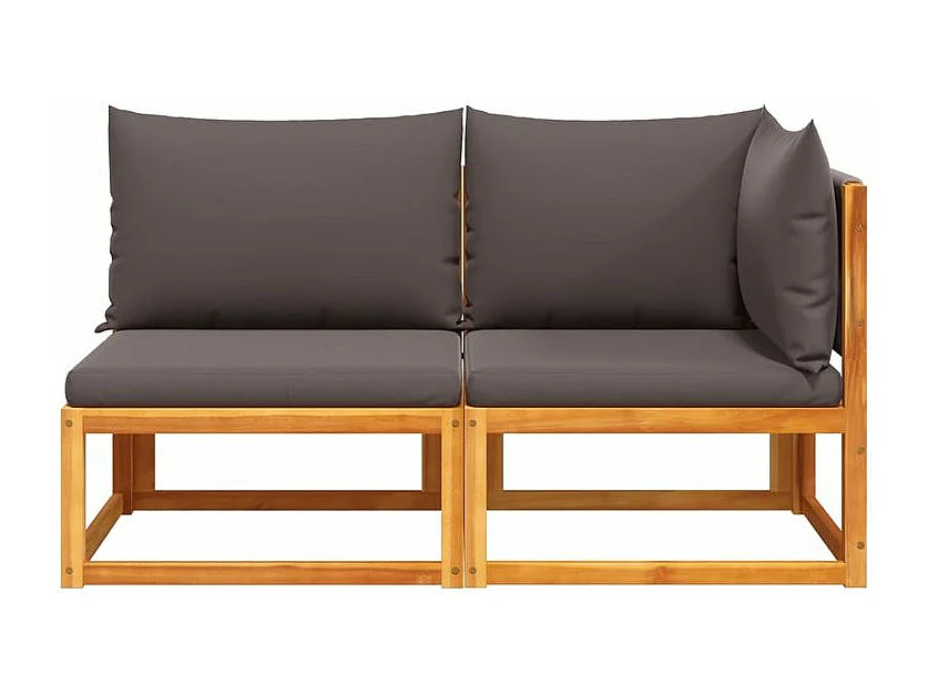 Canapé de jardin avec coussins 2 places bois massif d'acacia