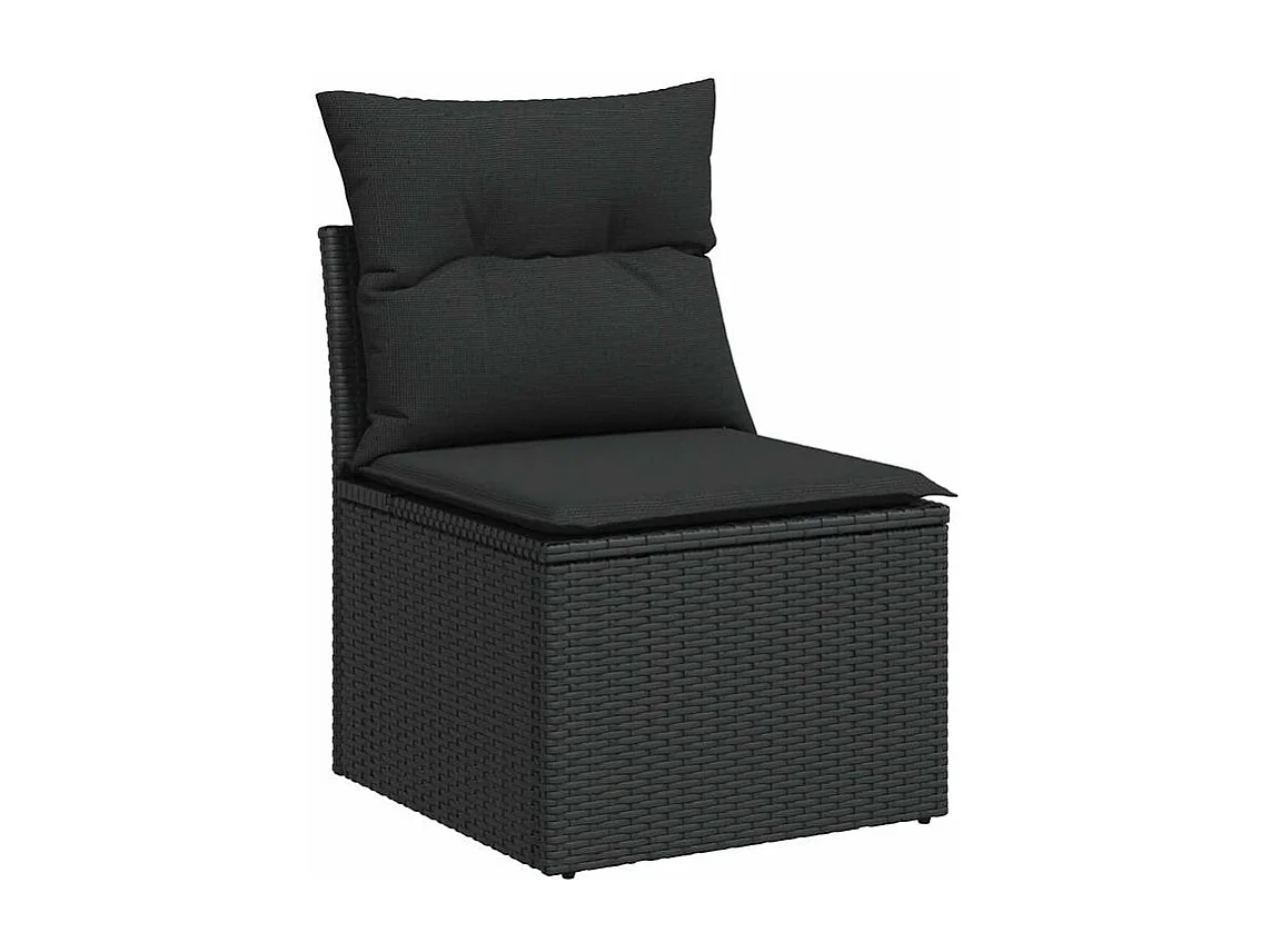 Salon de jardin 10 pcs avec coussins noir résine tressée