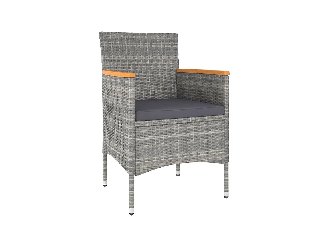 Ensemble à dîner de jardin 5 pcs Résine tressée et acacia Gris