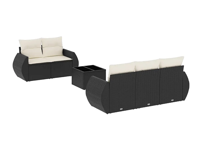 Salon de jardin 6 pcs avec coussins noir résine tressée