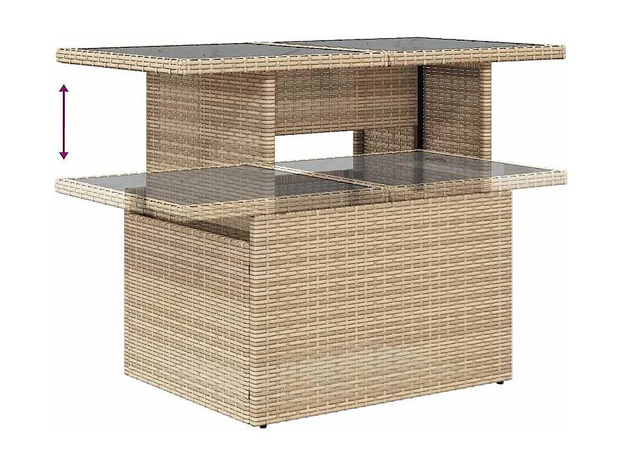 Salon de jardin 11 pcs avec coussins beige résine tressée