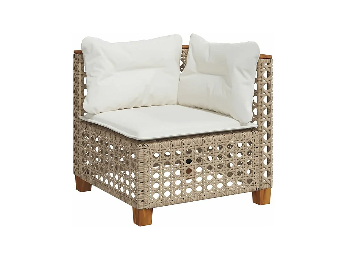 Salon de jardin avec coussins 10 pcs beige résine tressée