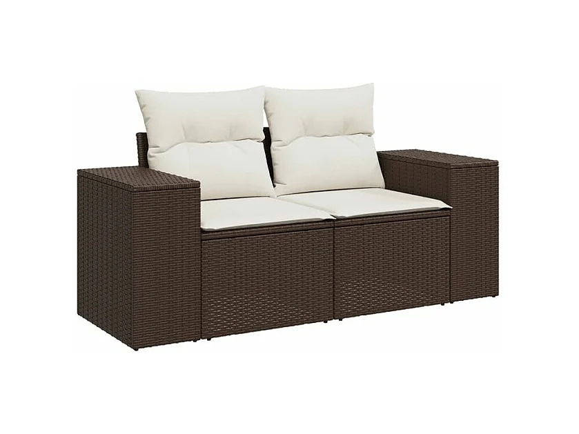 Salon de jardin avec coussins 6 pcs marron résine tressée