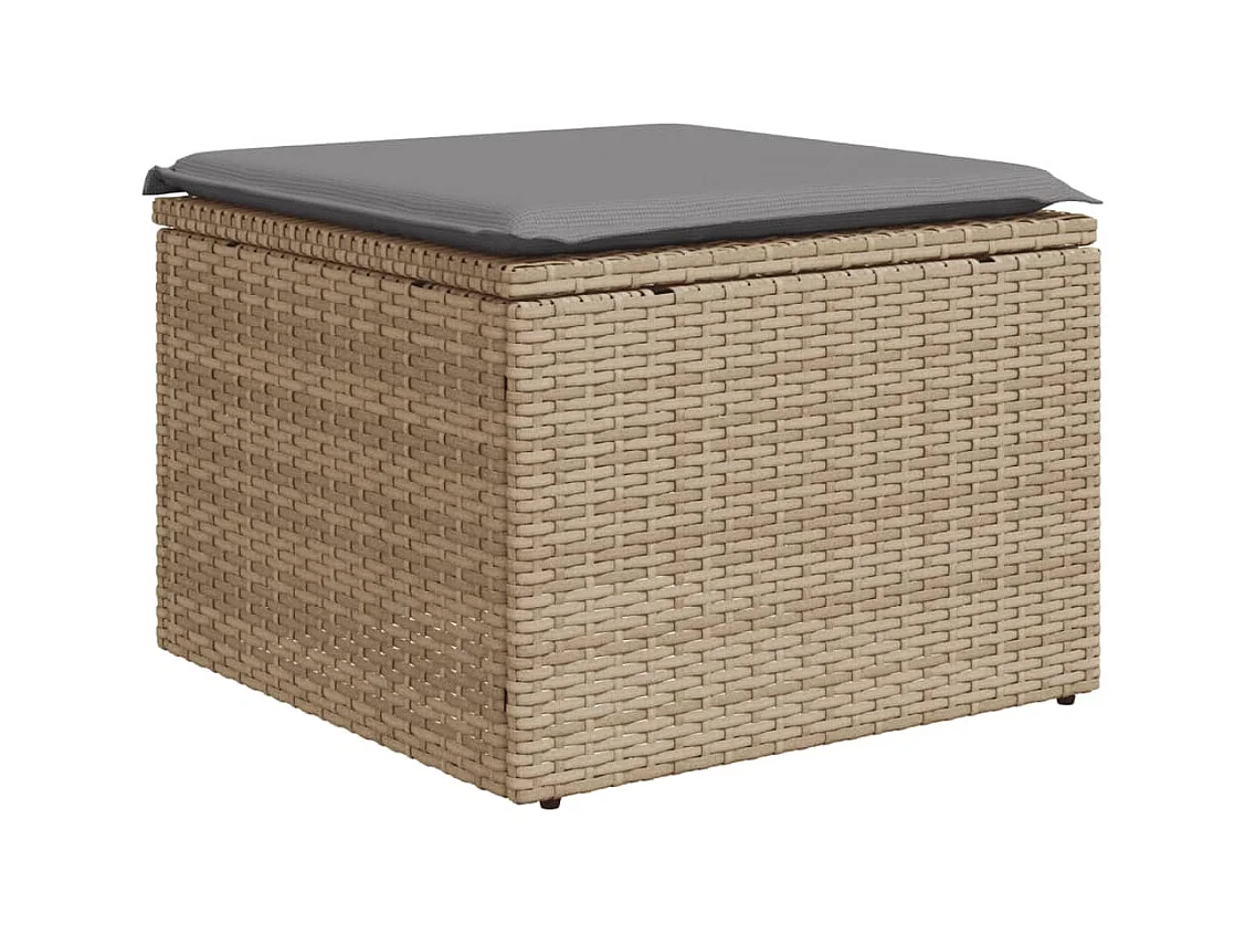 Salon de jardin avec coussins 6 pcs beige résine tressée