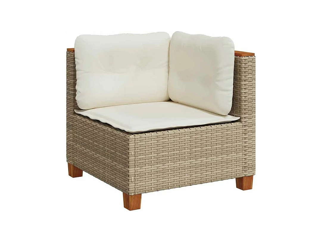 Salon de jardin avec coussins 10 pcs beige résine tressée