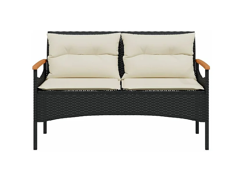 Salon de jardin 4 pcs avec coussins noir résine tressée