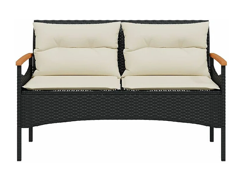 Salon de jardin 4 pcs avec coussins noir résine tressée