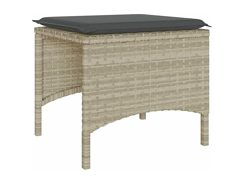 Canapé de jardin 2 places avec table tabourets gris clair rotin