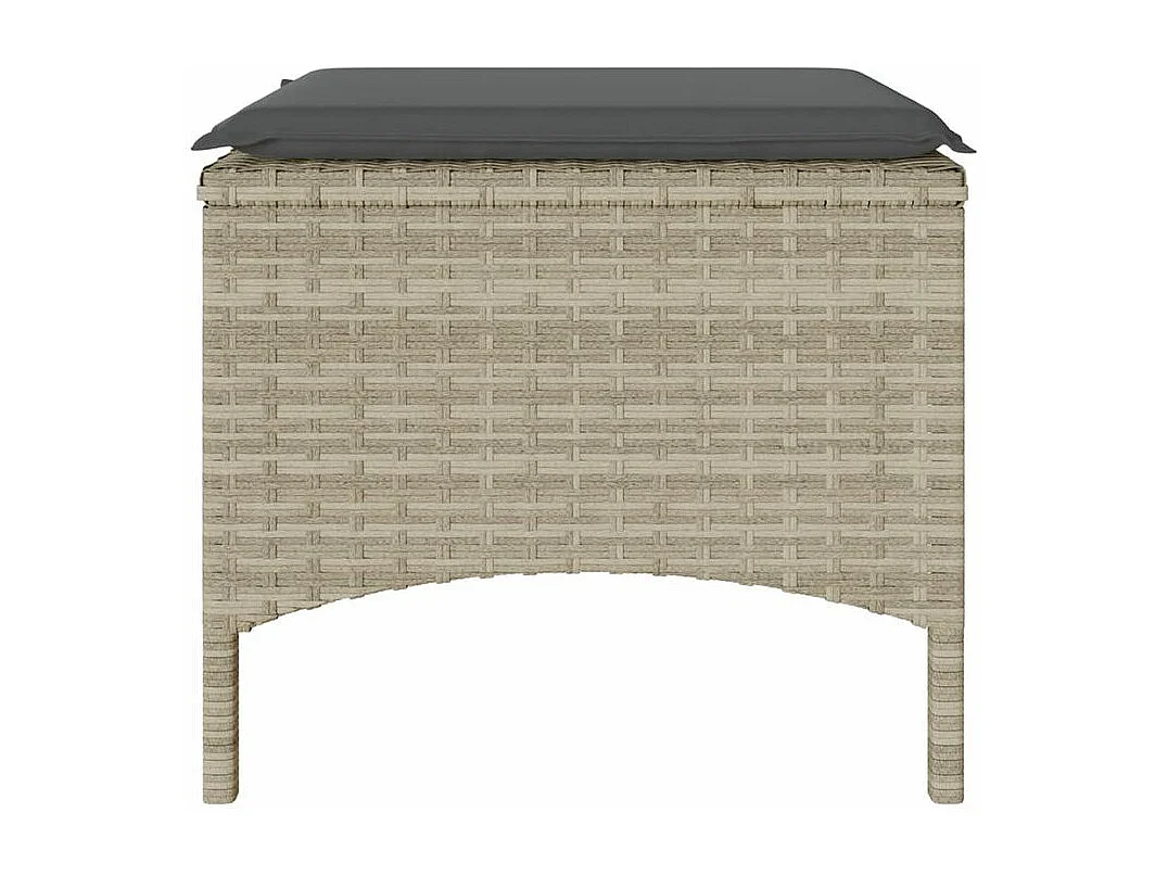 Canapé de jardin 2 places avec table tabourets gris clair rotin