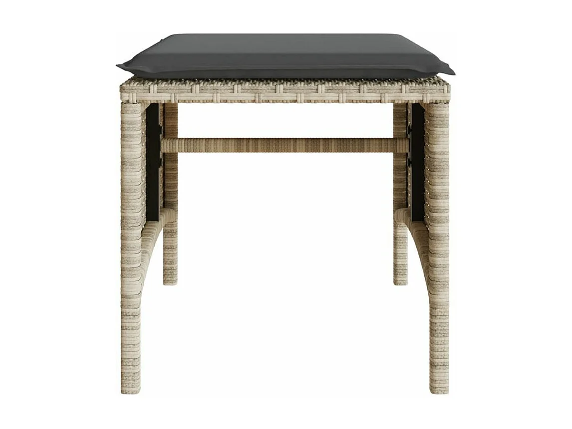 Canapé de jardin 2 places avec table tabourets gris clair rotin