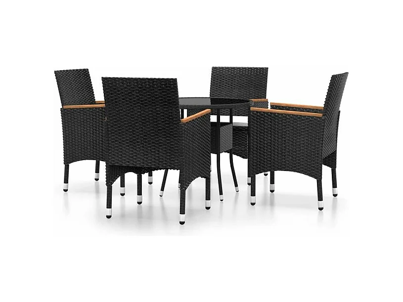 Mobilier de salle à manger de jardin 5 pcs Résine tressée Noir