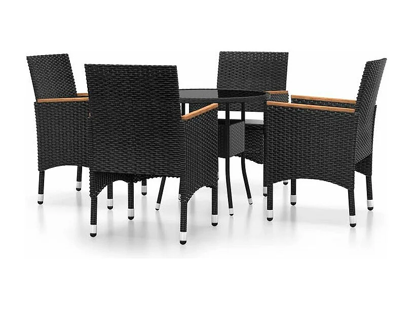 Mobilier de salle à manger de jardin 5 pcs Résine tressée Noir