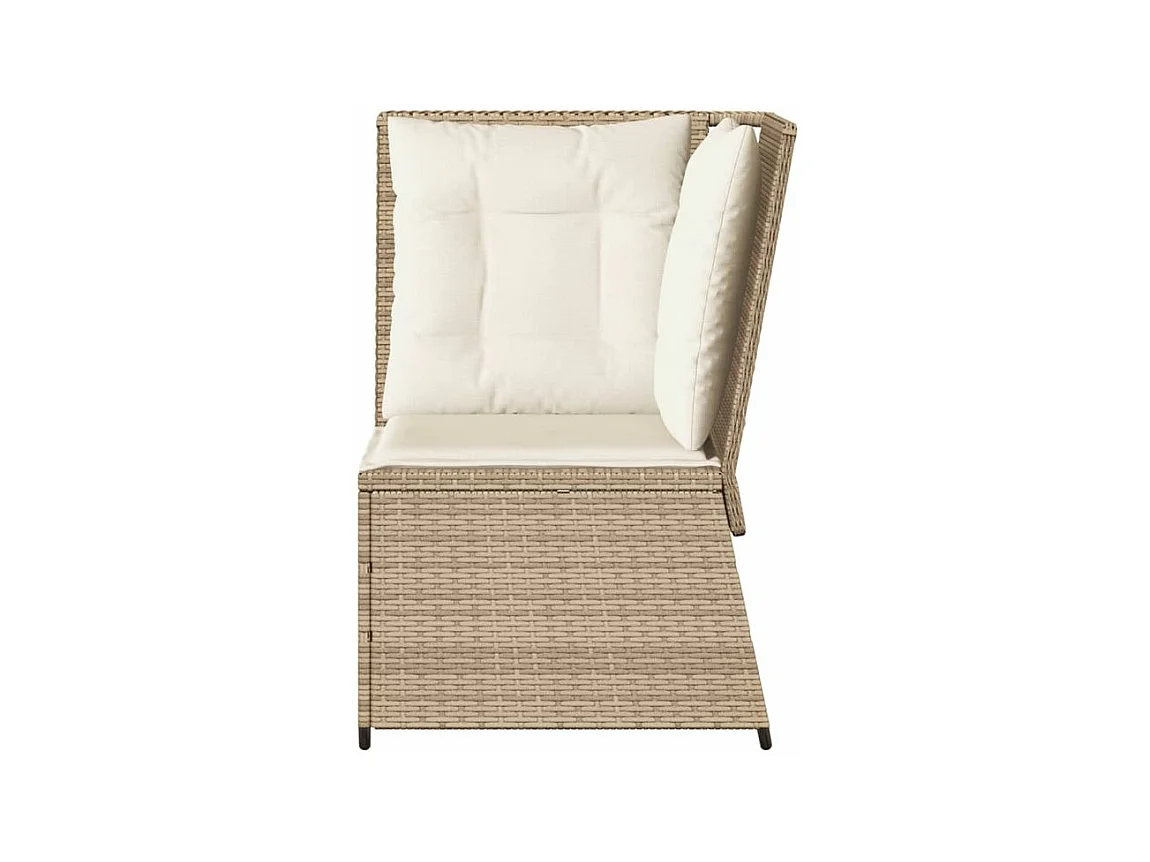 Canapé d'angle de jardin avec coussins beige résine tressée
