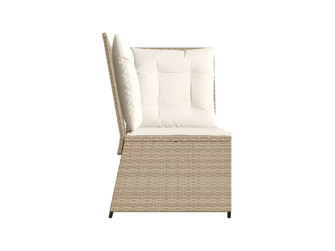 Canapé d'angle de jardin avec coussins beige résine tressée