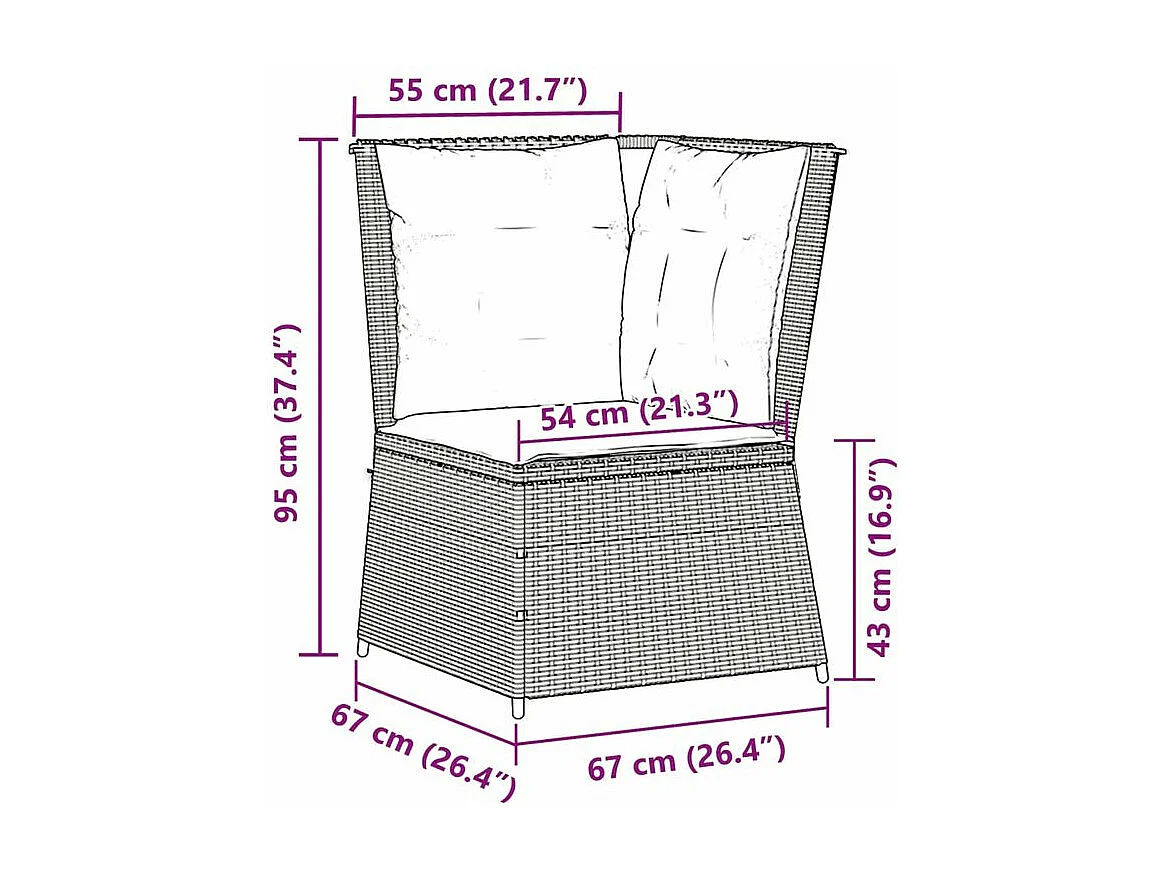 Canapé d'angle de jardin avec coussins beige résine tressée
