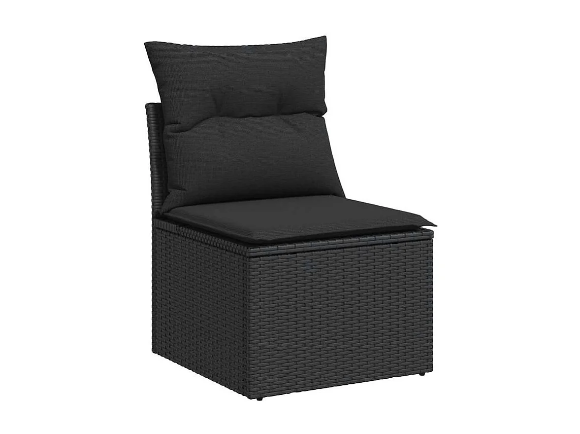 Salon de jardin 10 pcs avec coussins noir résine tressée