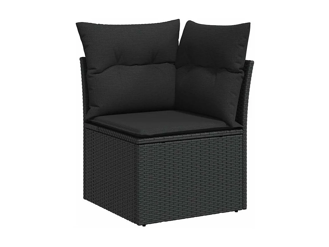 Salon de jardin 10 pcs avec coussins noir résine tressée