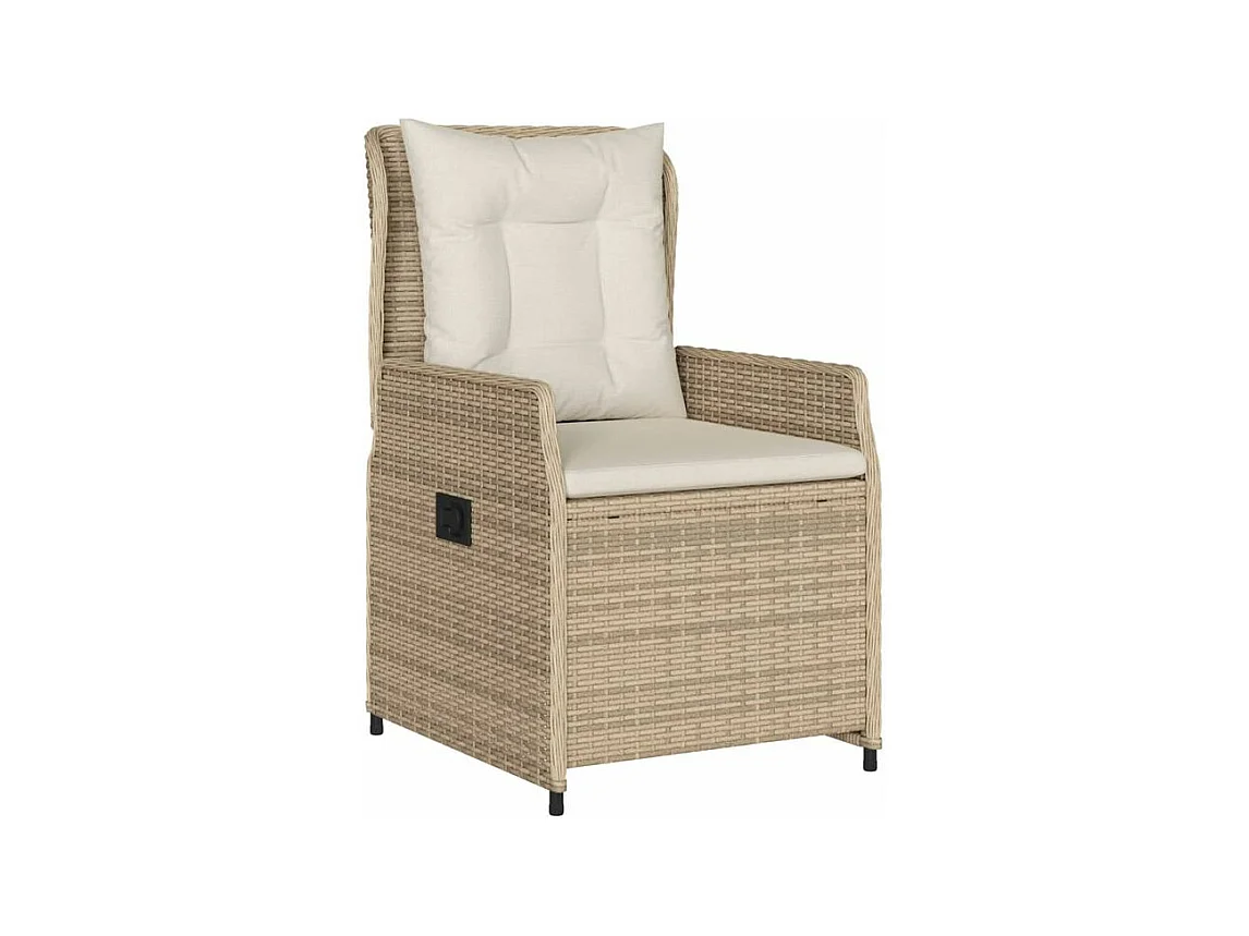 Ensemble à manger de jardin et coussins 3 pcs Beige poly rotin