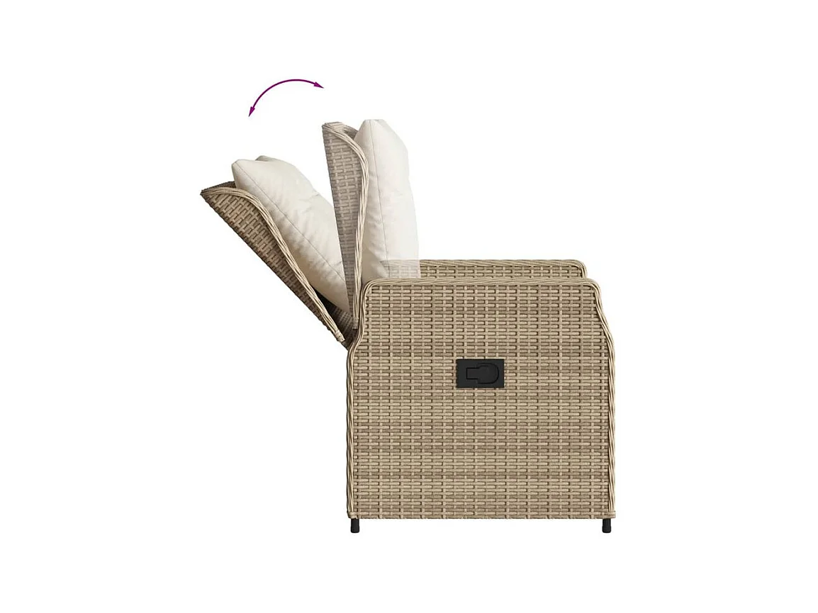 Ensemble à manger de jardin et coussins 3 pcs Beige poly rotin