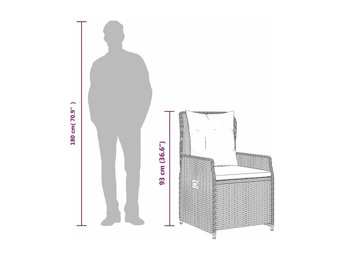 Ensemble à manger de jardin et coussins 3 pcs Beige poly rotin