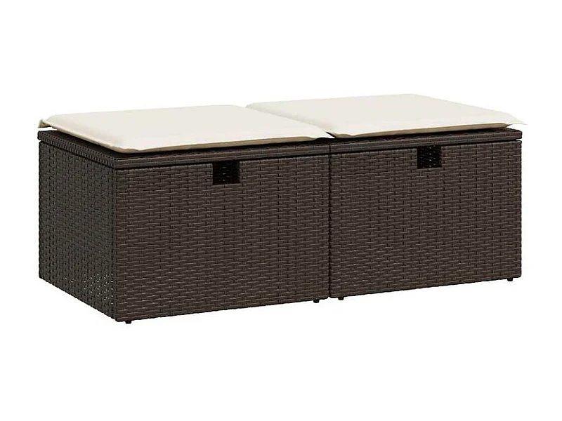 Salon de jardin avec coussins 2pcs marron résine tressée acacia