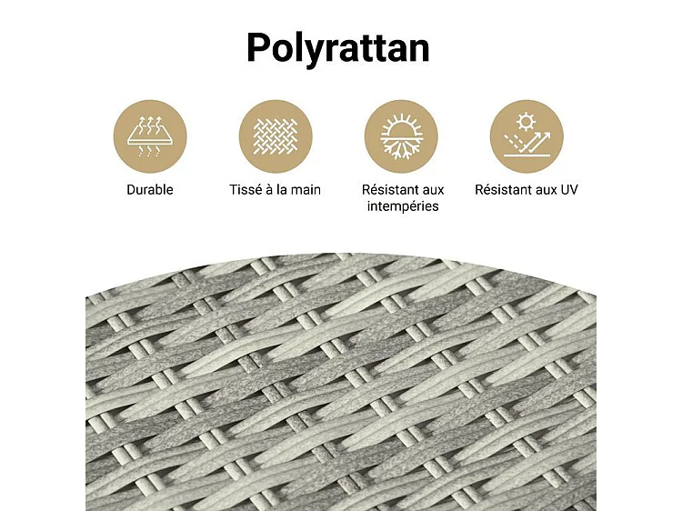 Salon de jardin 8 pcs avec coussins gris clair résine tressée