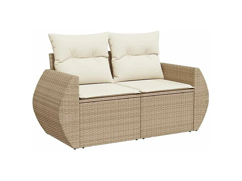 Salon de jardin avec coussins 5 pcs beige résine tressée