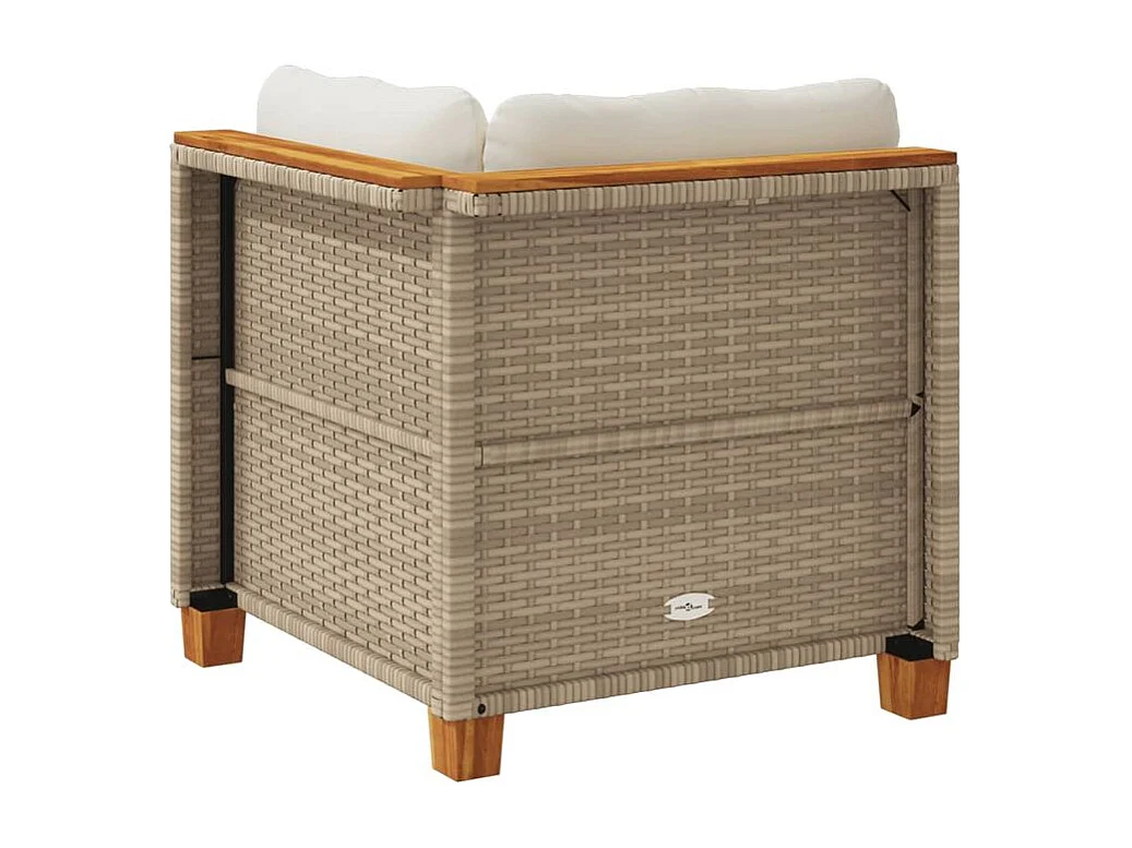 Canapé d'angle de jardin avec coussins beige résine tressée