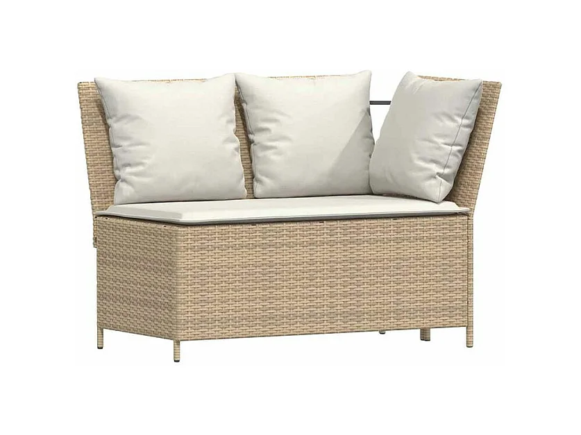 Salon de jardin avec coussins forme de L 4 pcs beige polyrotin