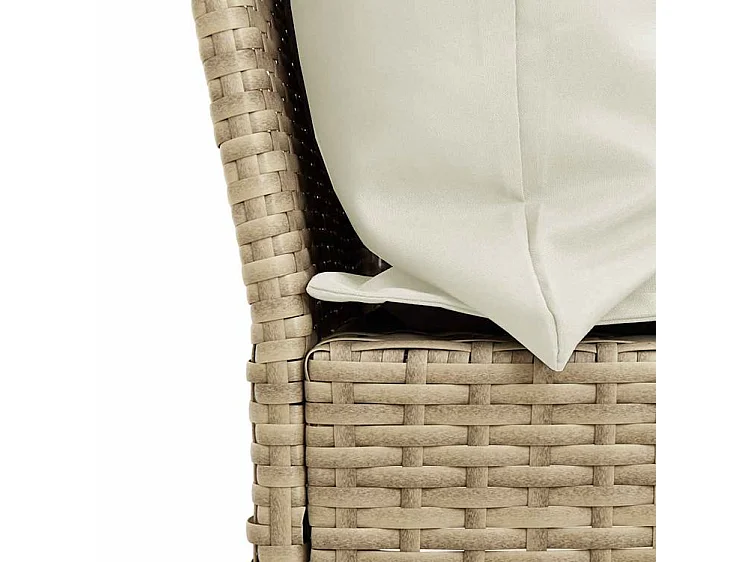 Salon de jardin avec coussins forme de L 4 pcs beige polyrotin