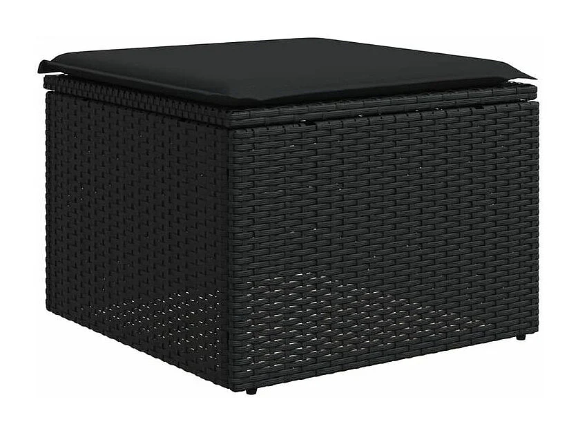 Salon de jardin 8 pcs avec coussins noir résine tressée