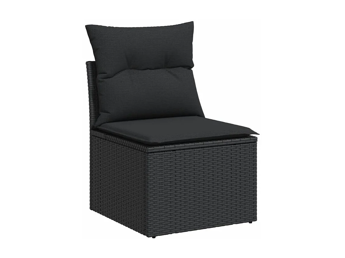 Salon de jardin 8 pcs avec coussins noir résine tressée