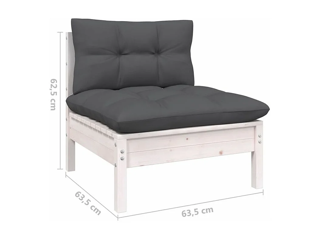 Salon de jardin 12 pcs avec coussins blanc bois de pin solide