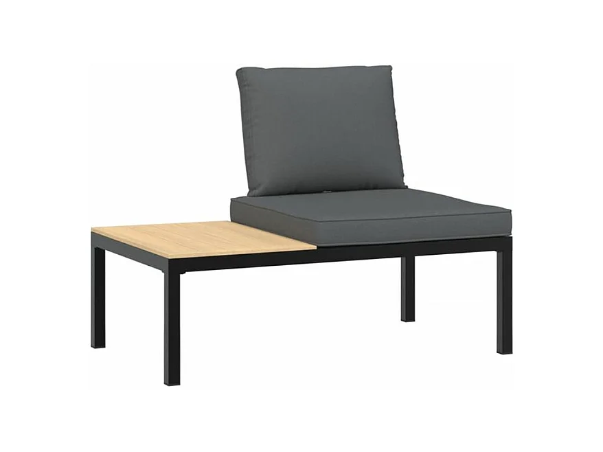 Salon de jardin 4 pcs avec coussins noir aluminium