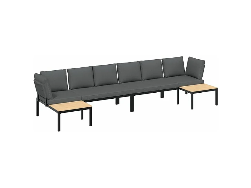 Salon de jardin 4 pcs avec coussins noir aluminium