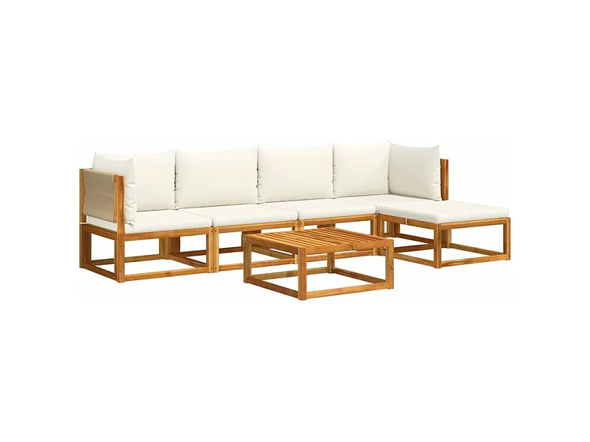Salon de jardin avec coussins 6 pcs bois d'acacia solide