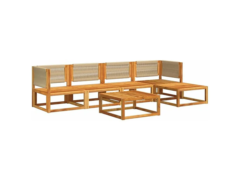 Salon de jardin avec coussins 6 pcs bois d'acacia solide