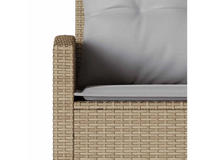 Canapés en forme de L avec coussins beige résine tressée