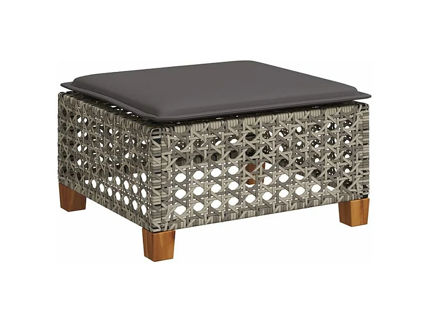 Salon de jardin 4 pcs avec coussins gris résine tressée