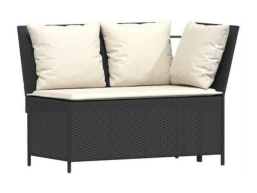 Ensemble à manger de jardin 4 pcs avec coussins noir