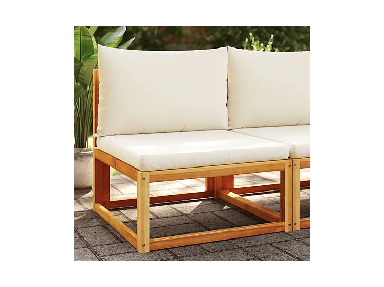 Canapé de jardin sans accoudoirs coussins bois massif d'acacia