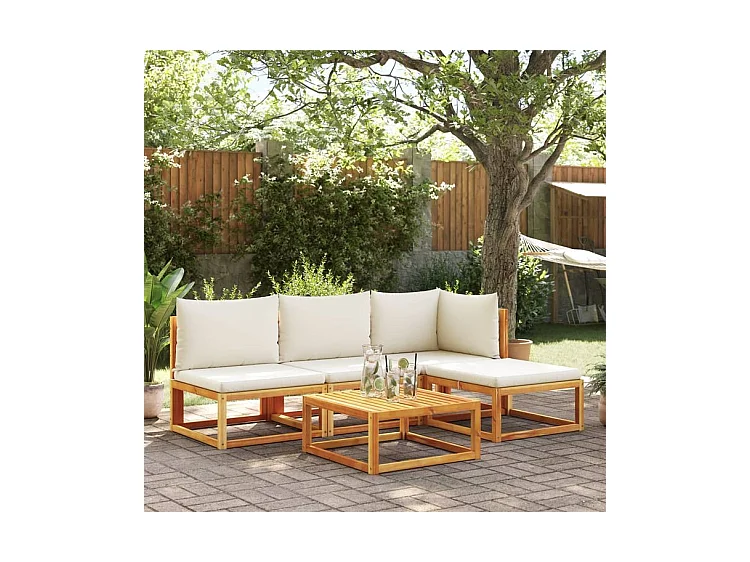 Canapé de jardin sans accoudoirs coussins bois massif d'acacia