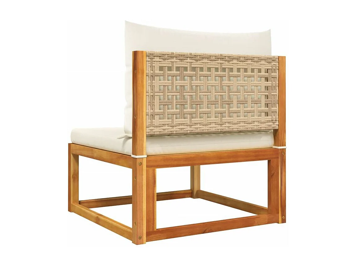 Canapé de jardin sans accoudoirs coussins bois massif d'acacia