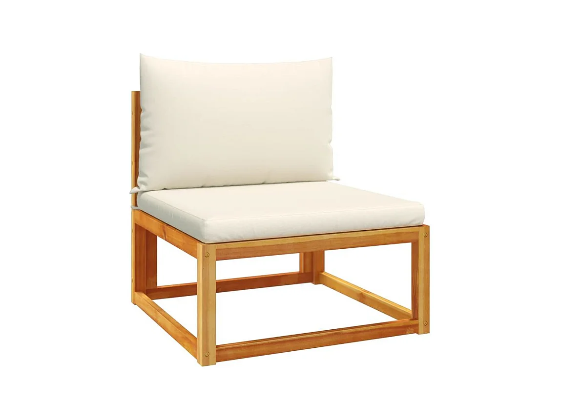 Canapé de jardin sans accoudoirs coussins bois massif d'acacia