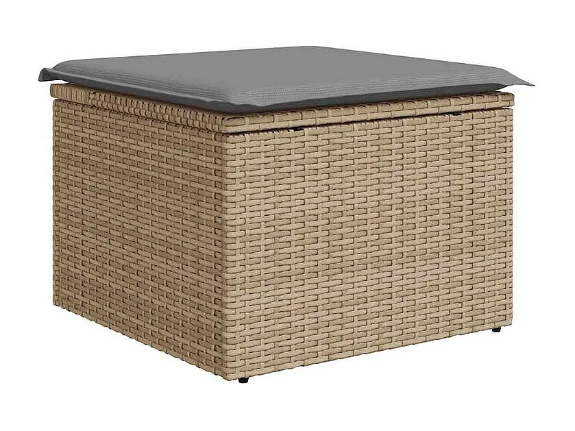 Salon de jardin avec coussins 8 pcs beige résine tressée