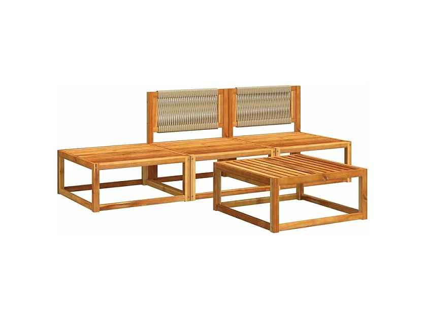 Salon de jardin avec coussins 4 pcs bois d'acacia massif