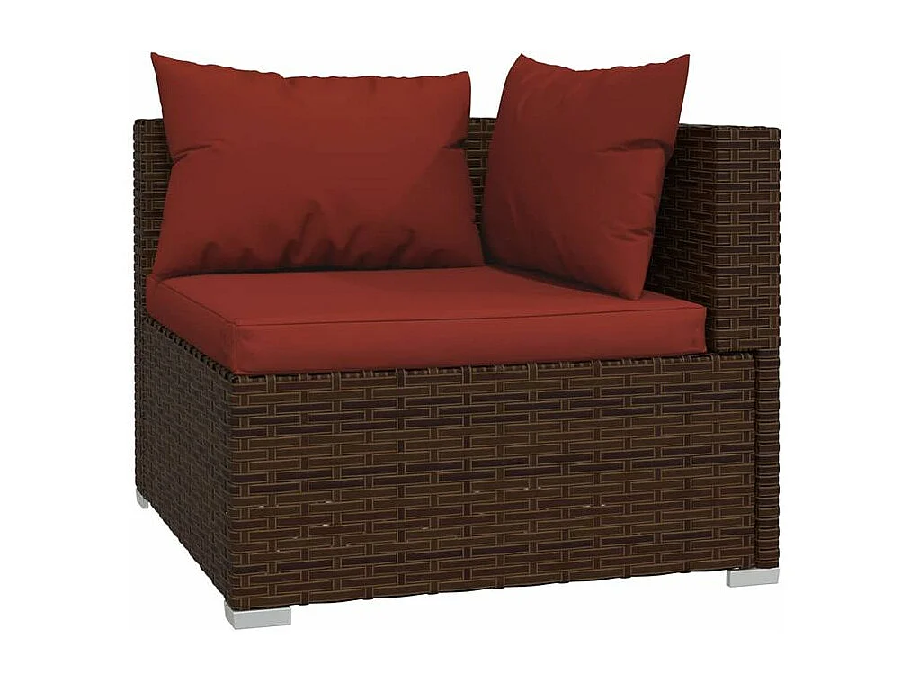 Salon de jardin 4 pcs avec coussins Résine tressée Marron